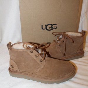 NIB UGG WOMEN'S NEUMEL SUEDE SHERALING LINED ANKLE WINTER BOOTS CHESTNUT